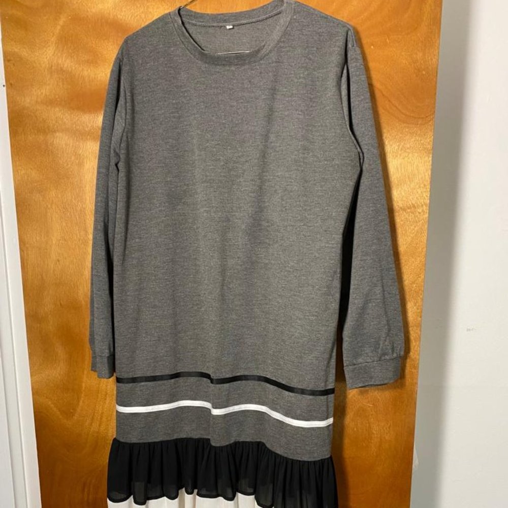 Grey and White Panel Dress